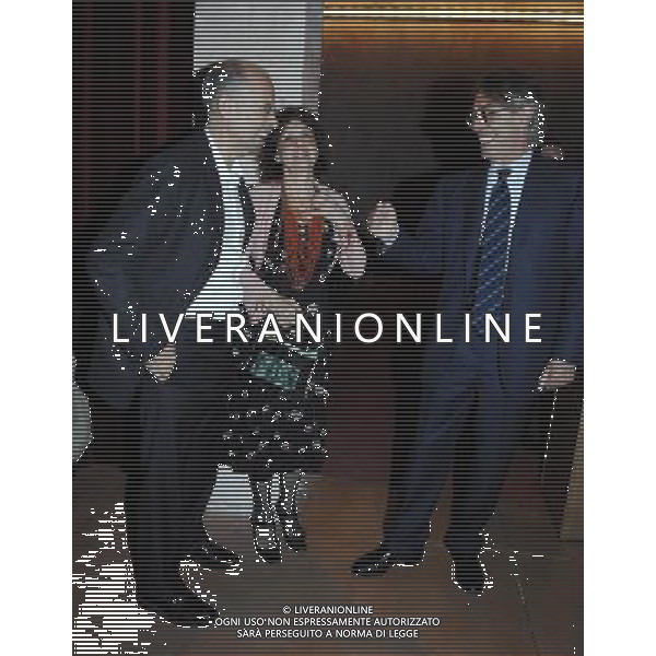 PRIMA SERATA DELLO SPETTACOLO TEATRALE \'ANGELINA\' IN SCENA AL TEATRO FRANCO PARENTI DI MILANO , DIRETTO DA DARIO D\'AMBROSI, CON GIANNA COLETTI E CELESTE MORATTI 17/04/2007 NELLO FOTO : GABRIELE SALVATORES, MILLY E MASSIMO MORATTI PH TACCA/AG. A
