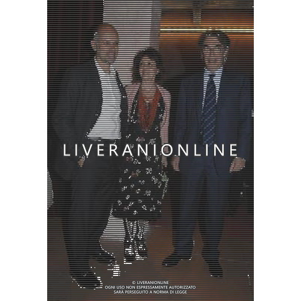 PRIMA SERATA DELLO SPETTACOLO TEATRALE \'ANGELINA\' IN SCENA AL TEATRO FRANCO PARENTI DI MILANO , DIRETTO DA DARIO D\'AMBROSI, CON GIANNA COLETTI E CELESTE MORATTI 17/04/2007 NELLO FOTO : GABRIELE SALVATORES, MILLY E MASSIMO MORATTI PH TACCA/AG. A