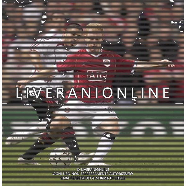 Manchester United - Milan, Champions League, SemiFinale First Leg 24/04/2007 nella foto gennaro Gattuso con paul Scholes Ph IPS PHOTO AGENCY/Ag. Aldo Liverani 