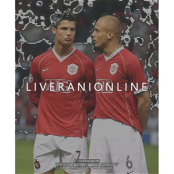 Manchester United - Milan, Champions League, SemiFinale First Leg 24/04/2007 nella foto Cristiano Ronaldo con Wes Brown Ph IPS PHOTO AGENCY/Ag. Aldo Liverani 