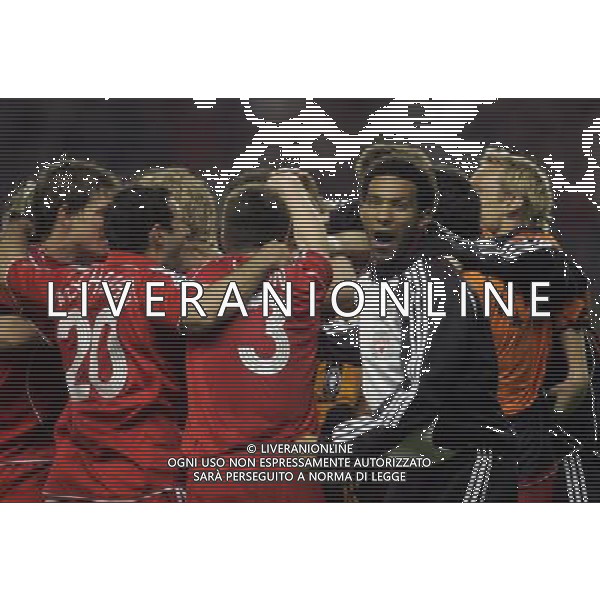 Liverpool fc - Chelsea fc, Semifinale ritorno Champions League 01/05/2007 nella foto esultanza dei giocatori del Liverpool che festaggiano la vittoria Ph Marcello Pozzetti©IPS /Ag. Aldo Liverani