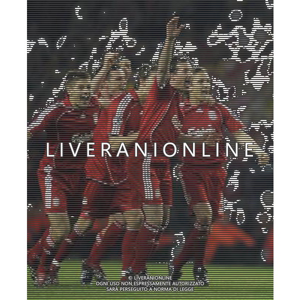 Liverpool fc - Chelsea fc, Semifinale ritorno Champions League 01/05/2007 nella foto esultanza dei giocatori del Liverpool che festaggiano la vittoria Ph Marcello Pozzetti©IPS /Ag. Aldo Liverani