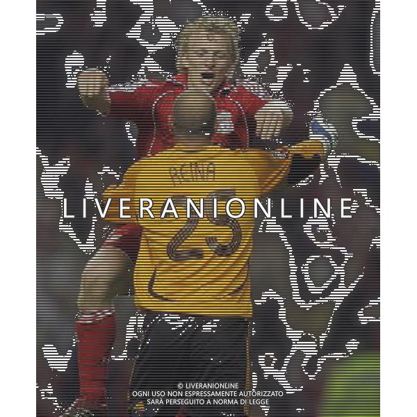Liverpool fc - Chelsea fc, Semifinale ritorno Champions League 01/05/2007 nella foto esultanza di Pepe Reina con Dirk Kuyt che festaggiano la vittoria Ph Marcello Pozzetti©IPS /Ag. Aldo Liverani