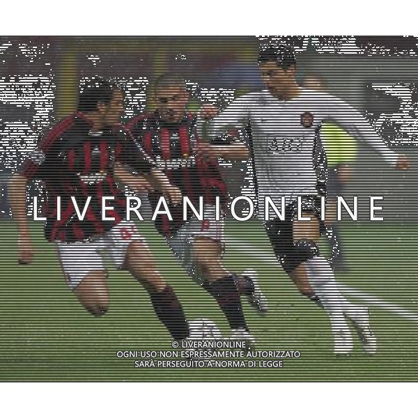 Milan - Manchester United Semifinale di ritorno di Champions League 02/05/2007 nella foto Massimo Oddo, Gennaro Gattuso e Cristiano Ronaldo ph andry/ag. aldo liverani