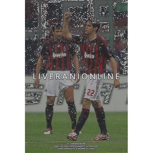 Milan - Manchester United Semifinale di ritorno di Champions League 02/05/2007 nella foto esultanza dopo il gol di kaka del 1-0 ph Luzzani/ag. aldo liverani
