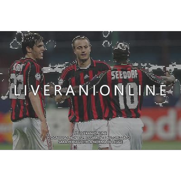 Milan - Manchester United Semifinale di ritorno di Champions League 02/05/2007 nella foto esultanza dopo il gol di alberto gilardino con kaka e seedorf ph andry/ag. aldo liverani