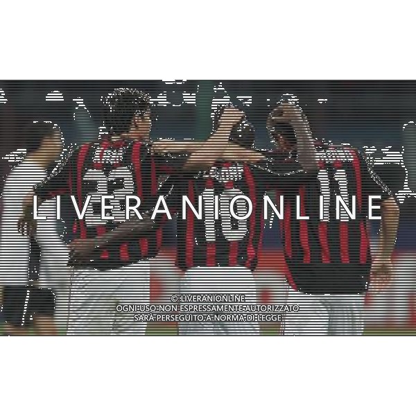 Milan - Manchester United Semifinale di ritorno di Champions League 02/05/2007 nella foto esultanza dopo il gol di alberto gilardino con kaka e seedorf ph andry/ag. aldo liverani