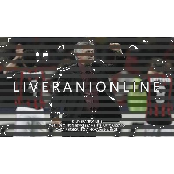 Milan - Manchester United Semifinale di ritorno di Champions League 02/05/2007 nella foto esultanza a fine gara di carlo ancelotti per la vittoria e il passaggio in finale ph andry/ag. aldo liverani