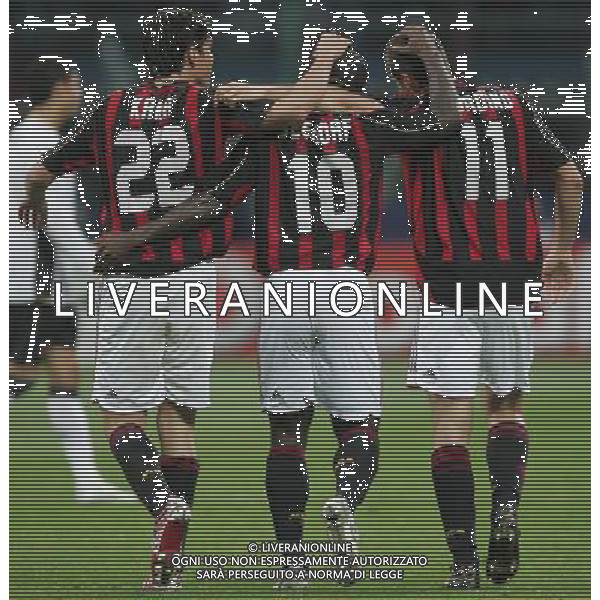Milano 2 maggio 2007 Milan - Manchester United semi-finale champions league nella foto: esultanza Kaka Gilardino Alberto e Seedorf Clarence foto Andry / Ag. Aldo Liverani