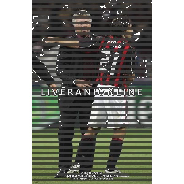 Milano 02/04/2007 Champions League 2006/07 milan-manchester 3:0 nella foto ancelotti e pirlo ph marco luzzani/ag aldo liverani s.a.s.