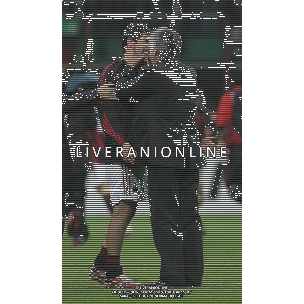 Milano 02/04/2007 Champions League 2006/07 milan-manchester 3:0 nella foto ancelotti e kaka esultano a fine gara ph marco luzzani/ag aldo liverani s.a.s.