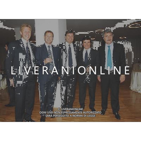 MILANO 21/5/2007 VIA PIRANESI, 14 FESTA DI COMPLEANNO DI URBANO CAIRO NELLA FOTO SILVANO BENEDETTI, GIOVANNI De BIASI, ANTONIO COMI, URBANO CAIRO E CLAUDIO SALA FOTO MARIO ROMANO/AG ALDO LIVERANI