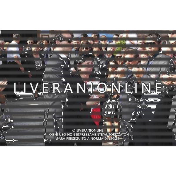 Funerali di Vincenzo Bellavista Presidente Rimini Calcio 23.05.2007 Nella Foto:Moglie di Vincenzo Bellavista con il figlio/Ag. Aldo Liverani