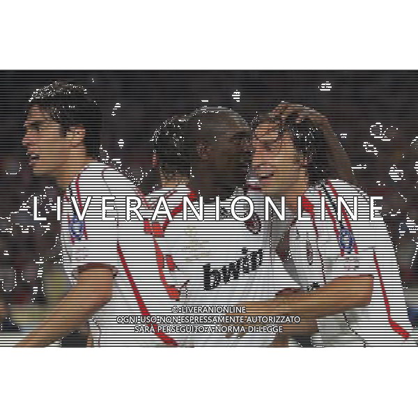 Milan - Liverpool finale Champions League Stadio Olimpico di Atene 23/05/2007 nella foto esultanza dopo il gol su punizione di Andrea Pirlo deviata da filippo inzaghi ph Luzzani/Ag. Aldo Liverani