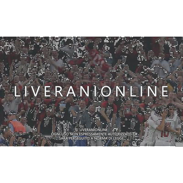 Milan - Liverpool finale Champions League Stadio Olimpico di Atene 23/05/2007 nella foto esultanza dei tifosi dopo il gol su punizione di Andrea Pirlo deviata da filippo inzaghi ph andry/Ag. Aldo Liverani