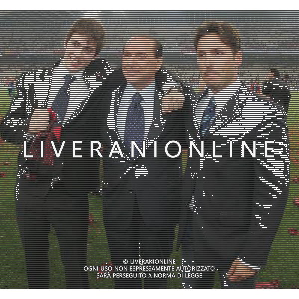 Milan - Liverpool finale Champions League Stadio Olimpico di Atene 23/05/2007 festeggiamenti per la vittoria del milan campione nella foto Silvio berlusconi con i Figli ph andry/Ag. Aldo Liverani