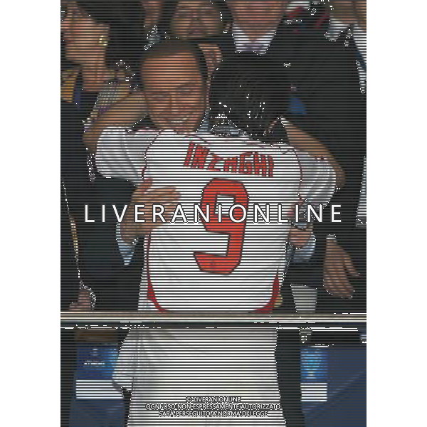 Milan - Liverpool finale Champions League Stadio Olimpico di Atene 23/05/2007 festeggiamenti per la vittoria del milan campione nella foto Silvio berlusconi con gennaro gattuso ph andry/Ag. Aldo Liverani