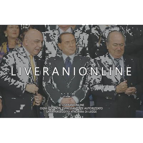 ATENE 23/05/2007 MILAN LIVERPOOL FINALE DI CHAMPIONS LEAGUE NELLA FOTO ADRIANO GALLIANI CON SILVIO BERLUSCONI-JOSEPH BLATTER FOTO LUZZANI MARCO