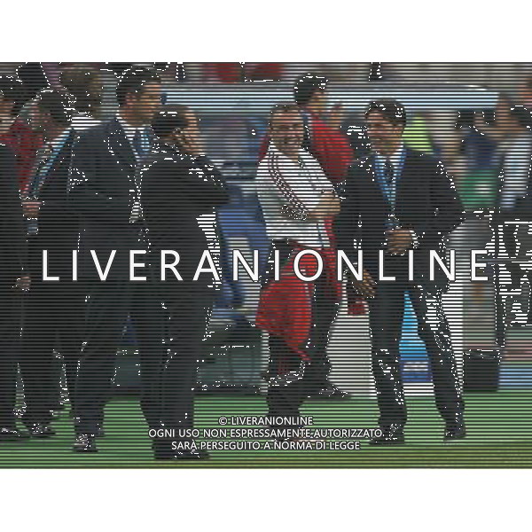 ATENE 23/05/2007 MILAN LIVERPOOL FINALE DI CHAMPIONS LEAGUE NELLA FOTO SILVIO BERLUSCONI CON PIERSILVIO FOTO LUZZANI MARCO