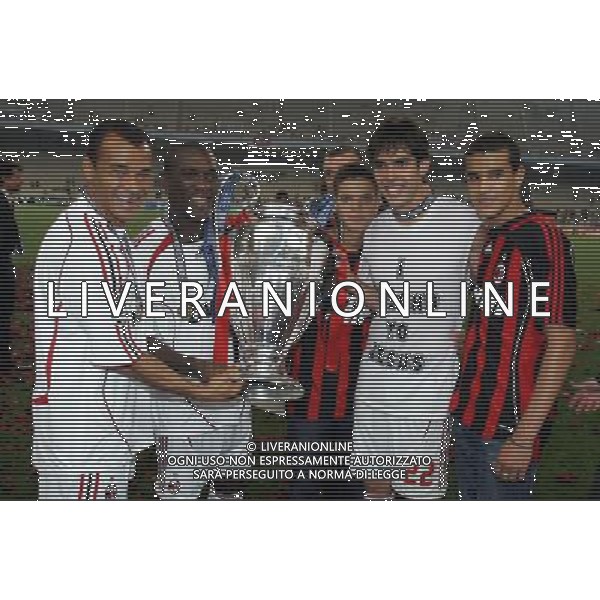 ATENE 23/05/2007 MILAN LIVERPOOL FINALE DI CHAMPIONS LEAGUE NELLA FOTO CAFU\' -SEEDORF-KAKA FOTO LUZZANI MARCO