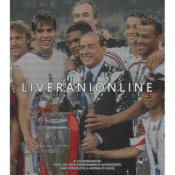 Atene 23 maggio 2007 AC Milan - Liverpool Fc finale champions league nella foto: Berlusconi Silvio con la coppa dei campioni foto Andry / Ag. Aldo Liverani