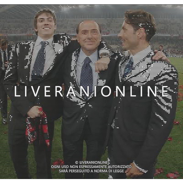Atene 23 maggio 2007 AC Milan - Liverpool Fc finale champions league nella foto: Berlusconi Silvio festeggia con i figli foto Andry / Ag. Aldo Liverani