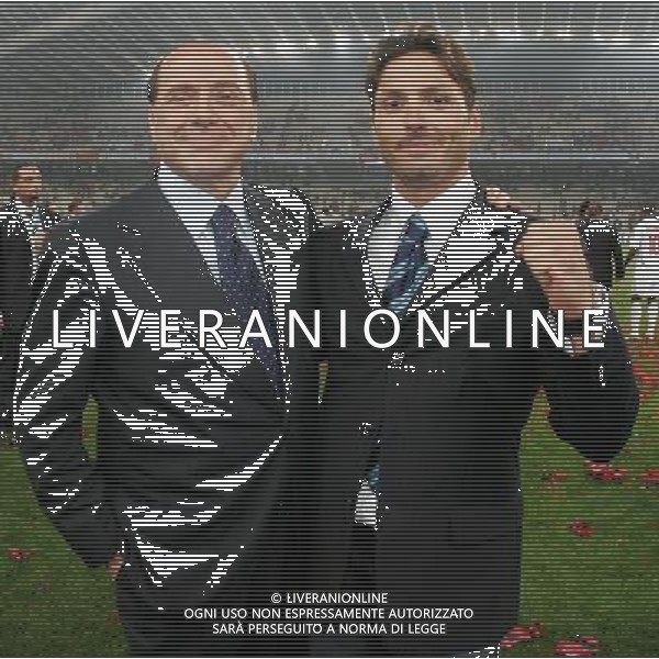 Atene 23 maggio 2007 AC Milan - Liverpool Fc finale champions league nella foto: Berlusconi Silvio con il figlio Pier Silvio foto Andry / Ag. Aldo Liverani