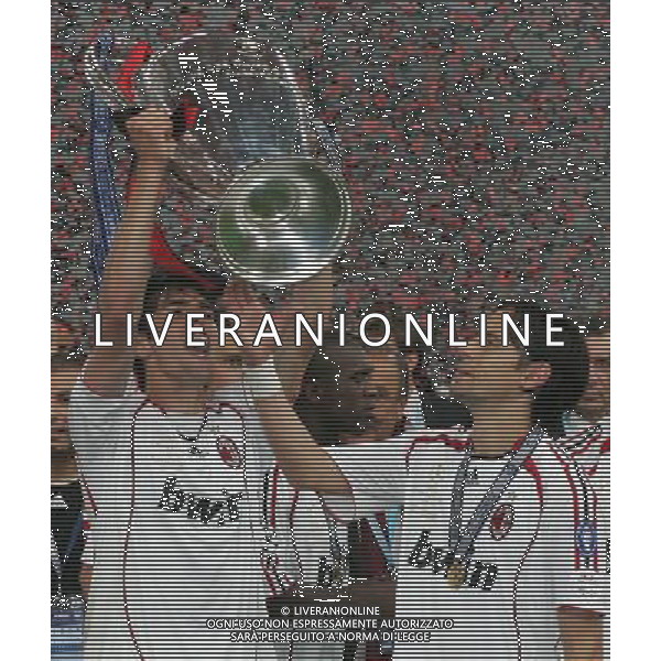 Atene 23 maggio 2007 AC Milan - Liverpool Fc finale champions league nella foto: Kaka e Inzaghi Filippo con la coppa dei campioni foto Andry / Ag. Aldo Liverani
