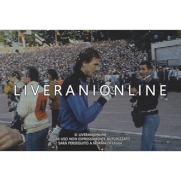 Juventus - Liverpool finale Champions League Stadio Heysel di Bruxelles 29/05/1985 nella foto Stefano Tacconi in campo per calmare i tifosi dopo gli incidenti ph archivio agenzia aldo liverani