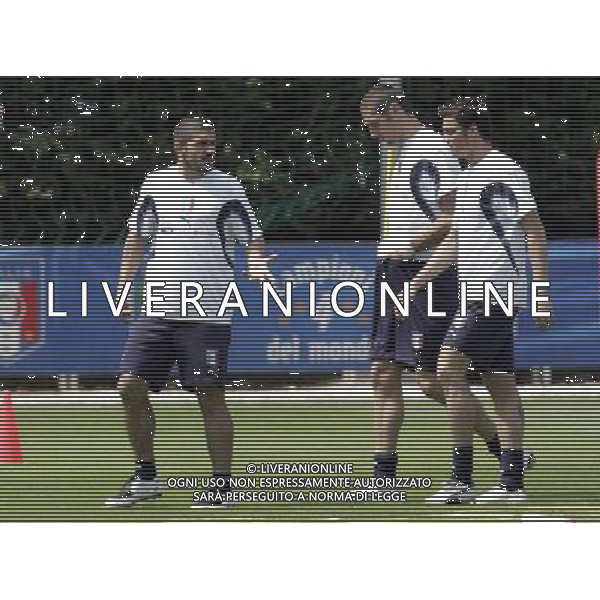 Allenamento della Nazionale Italiana a Coverciano 30/05/2007 nella foto Gennaro Gattuso con marco Materazzi e massimo Oddo ph bucco/Ag. Aldo liverani