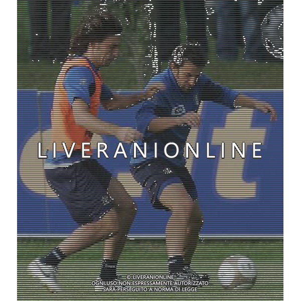 Allenamento della Nazionale Italiana nel centro sportivo Milanello a Cornago 04/06/2007 nella foto andrea pirlo con alessandro del piero ph andry/ag. aldo liverani