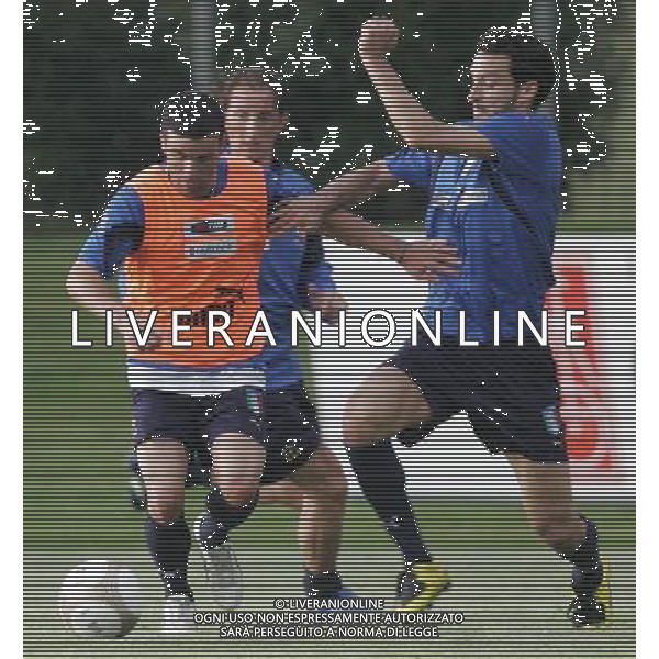 Allenamento della Nazionale Italiana nel centro sportivo Milanello a Cornago 04/06/2007 nella foto antonio di natale, gianluca zambrotta e aimo stefano diana ph andry/ag. aldo liverani