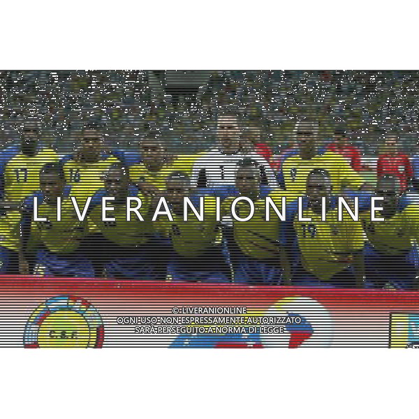 COPPA AMERICA VENEZUELA 2007 INTERNATIONAL FOOTBALL STADIO PUERTO LA CRUZ 04/07/2007 EQUADOR-BRASILE (ECUADOR-BRAZIL Stadium Jose Antonio Anzoategui Puerto La Cruz ) NELLA FOTO LA FORMAZIONE DELL\'ECUADOR TEAM PH GPG/AG. ALDO LIVERANI 