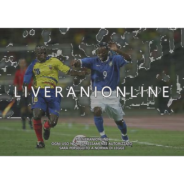 COPPA AMERICA VENEZUELA 2007 INTERNATIONAL FOOTBALL STADIO PUERTO LA CRUZ 04/07/2007 EQUADOR-BRASILE (ECUADOR-BRAZIL Stadium Jose Antonio Anzoategui Puerto La Cruz ) NELLA FOTO REASCO N.-ECUADOR / VAGNER LOVE - BRAZIL PH GPG/AG. ALDO LIVERANI 