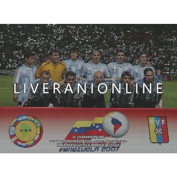 COPPA AMERICA VENEZUELA 2007 INTERNATIONAL FOOTBALL 05/07/2007 ARGENTINA - PARAGUAY (Stadium Metropolitano Barquisimeto ) NELLA FOTO LA FORMAZIONE TEAM ARGENTINA PH GPG/AG. ALDO LIVERANI 