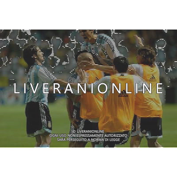 COPPA AMERICA VENEZUELA 2007 INTERNATIONAL FOOTBALL 05/07/2007 ARGENTINA - PARAGUAY (Stadium Metropolitano Barquisimeto ) NELLA FOTO ESULTANZA DEGLI ARGENTINI CHE FESTEGGIANO IL GOL DELLA VITTORIA DEL 1-0 DI JAVIER MASCHERANO PH GPG/AG. ALDO LIVERANI 