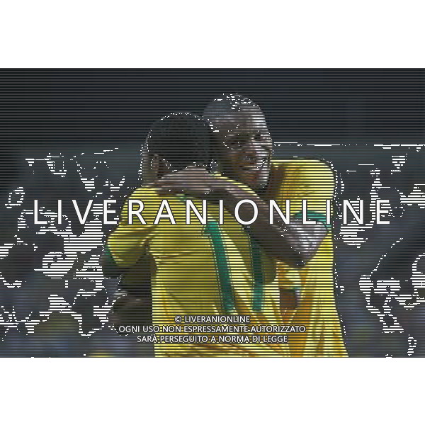 INTERNATIONAL FOOTBALL COPA AMERICA VENEZUELA 2007 BRAZIL-CHILE 6-1 (Stadium J. Antonio Anzoategui Puerto La Cruz ) ROBINHO E JULIO BAPTISTA FESTEGGIANO IL GOL DEL 3-0 ph GPG/ag aldo liverani s.a.s.
