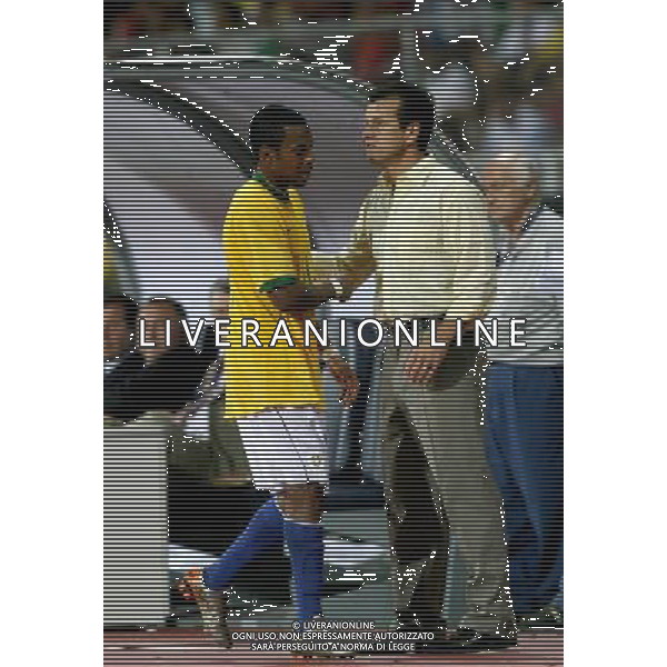 INTERNATIONAL FOOTBALL COPA AMERICA VENEZUELA 2007 BRAZIL-CHILE 6-1 (Stadium J. Antonio Anzoategui Puerto La Cruz ) ROBINHO E DUNGA ( BRAZIL) ph GPG/ag aldo liverani s.a.s.