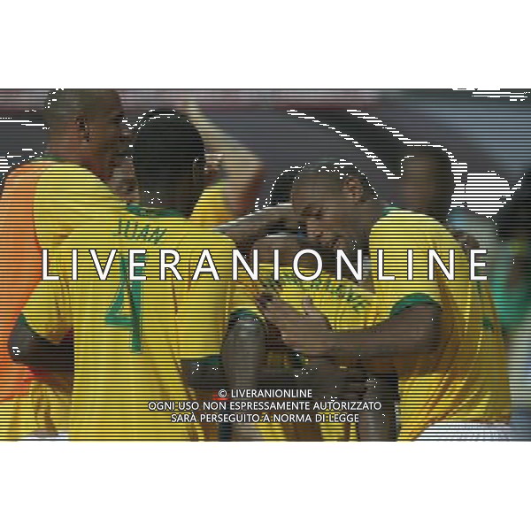 INTERNATIONAL FOOTBALL COPA AMERICA VENEZUELA 2007 BRAZIL-CHILE 6-1 (Stadium J. Antonio Anzoategui Puerto La Cruz ) ALEX SILVA-JUAN-VAGNER LOVE-MAICON FESTEGGIANO IL GOL DEL 6-1 ph GPG/ag aldo liverani s.a.s.