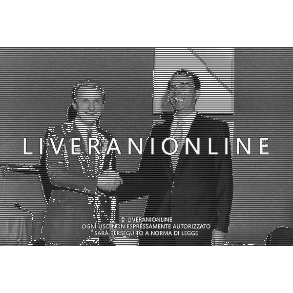 Giovanni Trapattoni Allenatore Inter con il Presidente Ernesto Pellegrini alla presentazione nel 1986 ph archivio Ag. Aldo Liverani Retrospettiva