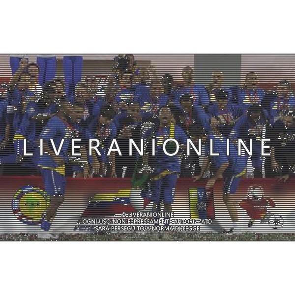 BRASILE-ARGENTINA 3-0 (Stadium Pachencho Romero Maracaibo ) FINALE COPPA AMERICA VENEZUELA 2007 / FINAL MATCH 15/07/2007 NELLA FOTO ESULTANZA DEI GIOCATORI BRASILIANI CHE FESTAGGIANO LA VITTORIA DEL TROFEO CON LA COPPA (BRAZILIAIN PLAYERS JUBILEE WITH THE TROPHY) PH GPG/AG. ALDO LIVERANI ONLY ITALY 