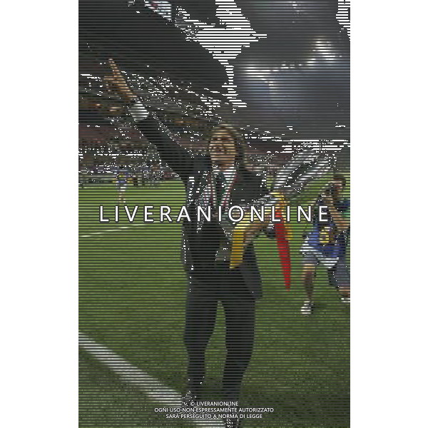 Inter - Roma SuperCoppa Italiana Milano 19/08/2007 Festeggiamenti dei giocatori della roma vincitori della Coppa nella foto bruno conti con il trofeo ph Ag. Aldo Liverani