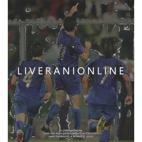 Italia - Francia Under 21 amichevole giocata a La Spezia 21/08/2007 nella foto esultanza dopo il gol di dessena con giuseppe rossi e cigarini ph Andry/Ag. Aldo Liverani