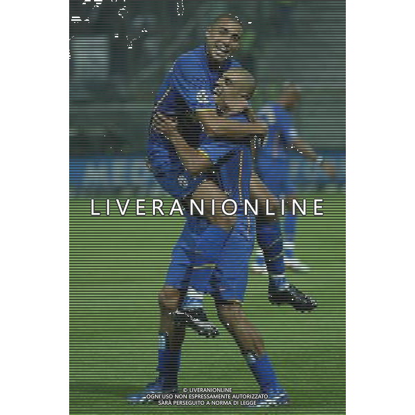 Parma Juventus Coppa Italia Tim Cupa 2007/200829-08-2007 Parma Nella foto: Esultanza di Sergio Almiron e David Trezeguet dopo il gol ©Viganti/Press Photo/Ag. Aldo Liverani Sas