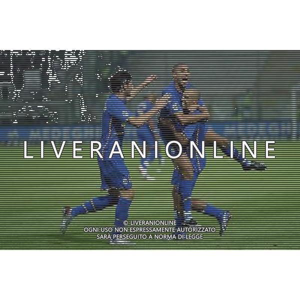 Parma Juventus Coppa Italia Tim Cupa 2007/200829-08-2007 Parma Nella foto: Esultanza di Sergio Almiron e David Trezeguet dopo il gol ©Viganti/Press Photo/Ag. Aldo Liverani Sas