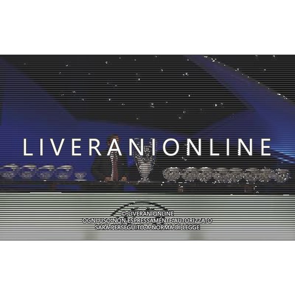 Sorteggio Champions League Monaco Montecarlo 30/08/2007 nella foto platini michel con la Coppa ph Luzzani/Ag. Aldo Liverani Sas