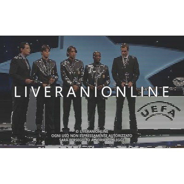 Sorteggio Champions League Monaco Montecarlo 30/08/2007 nella foto i premiati kaka\', clarence seedorf, paolo maldini e cech peter ph Luzzani/Ag. Aldo Liverani Sas