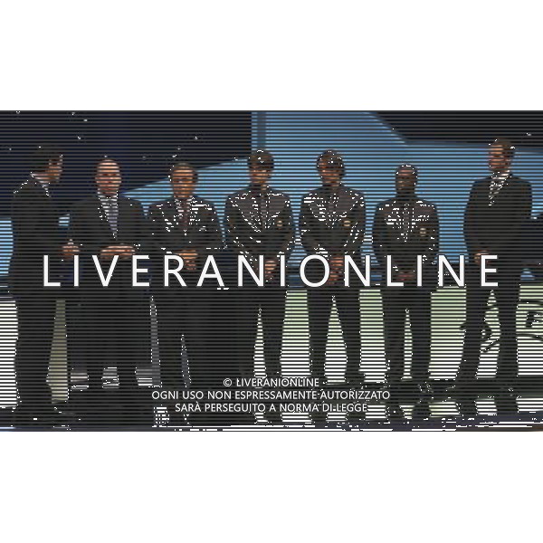 Sorteggio Champions League Monaco Montecarlo 30/08/2007 nella foto i premiati kaka\', clarence seedorf, paolo maldini e Peter Cech con Michel Platini ph Luzzani/Ag. Aldo Liverani Sas
