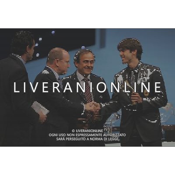 Sorteggio Champions League Monaco Montecarlo 30/08/2007 nella foto kaka\' con Michel Platini e il Principe Alberto di monaco ph Luzzani/Ag. Aldo Liverani Sas