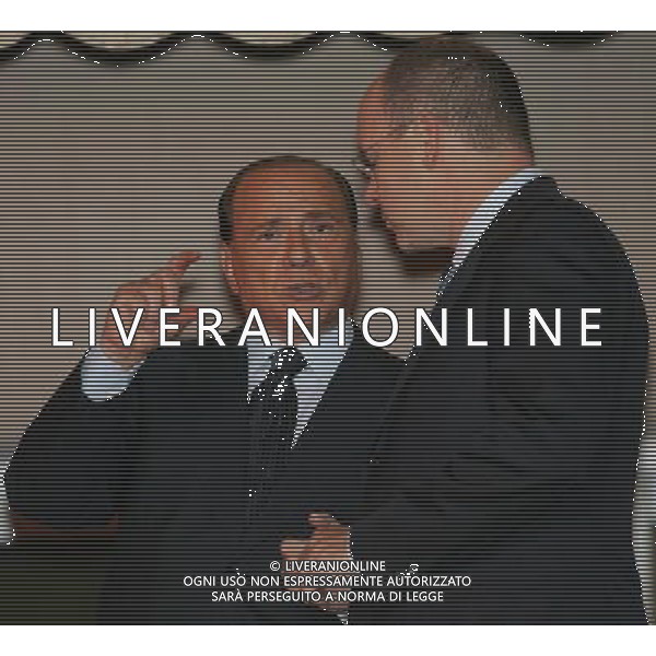 Milan - Siviglia SuperCoppa Europea Monaco Montecarlo 31/08/2007 nella foto Silvio Berlusconi con il Principe Alberto di Monaco ph Ag. Aldo liverani